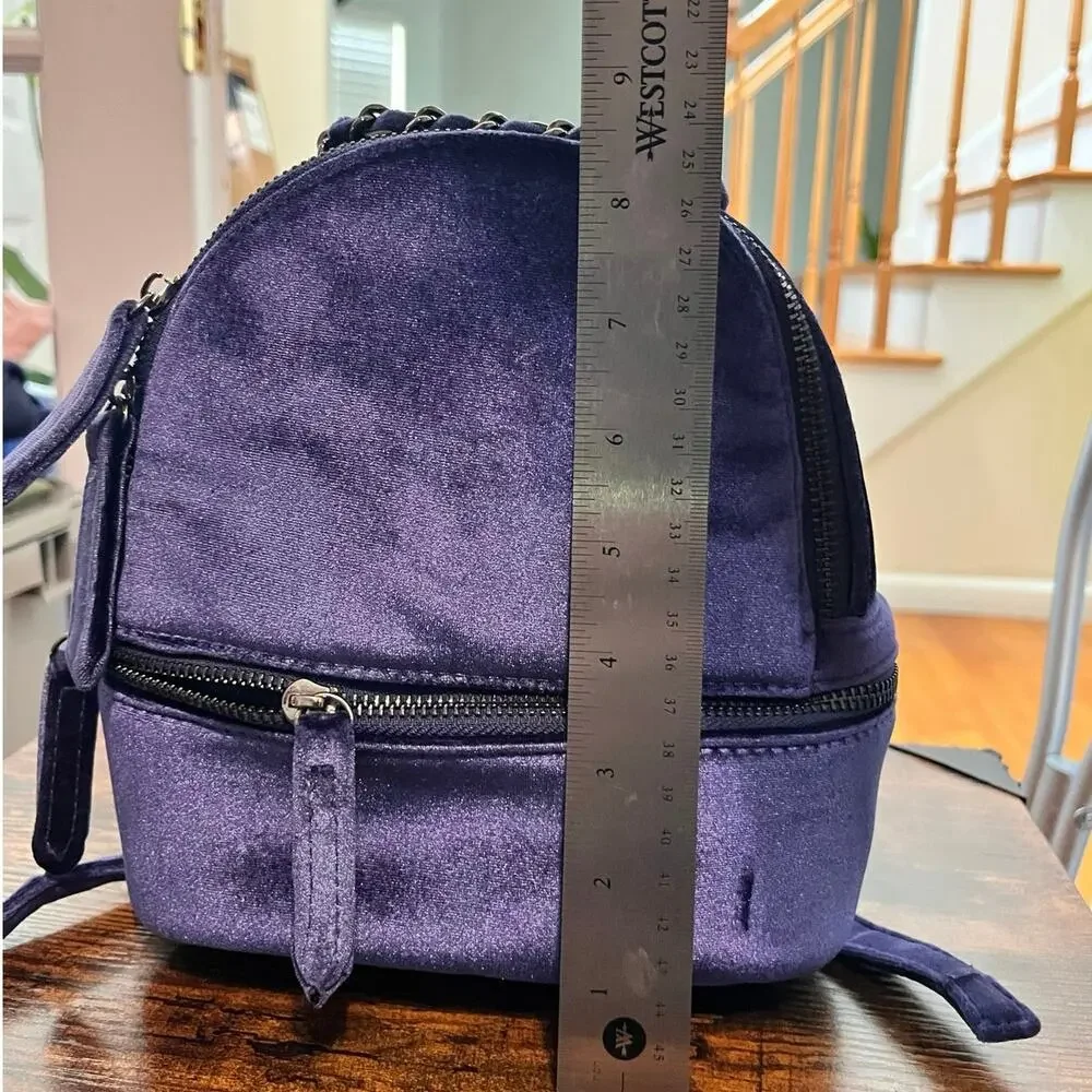 Neiman Marcus Royal Purple Blue Velvet Adjustable Shoulder Strap Mini Backpack